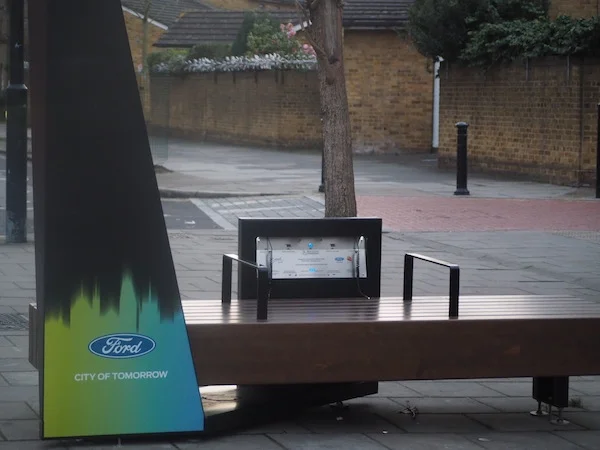 This Ford Smart Bench is located near Borough station in London