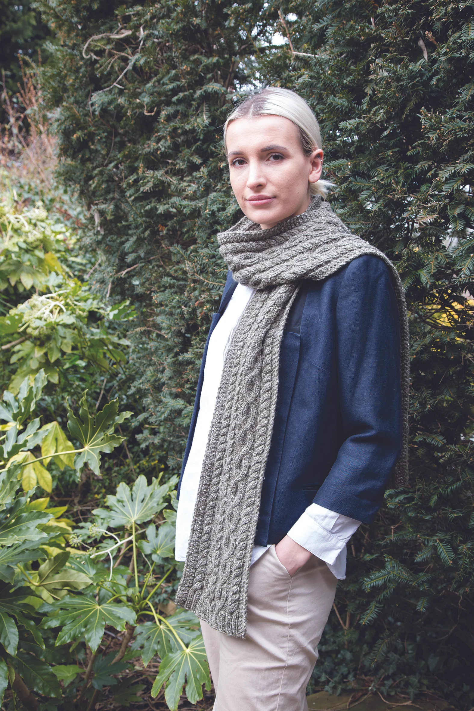 A scarf shot from Learn to Knit Arans .