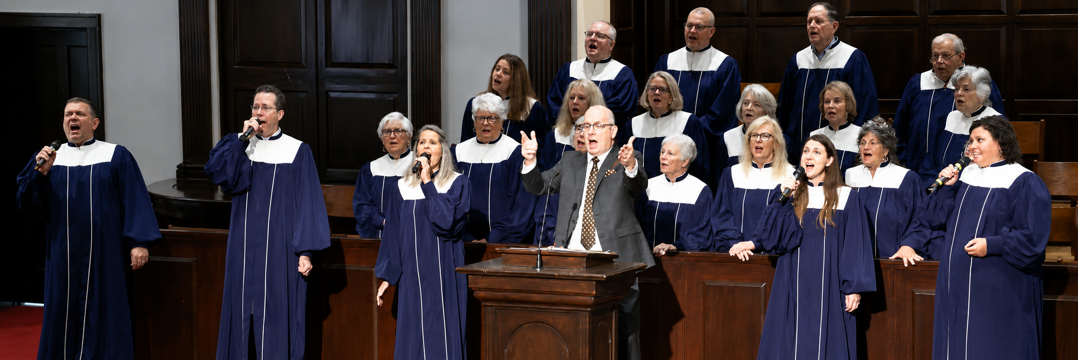 The FBC Mooresville Sanctuary Choir leading worship