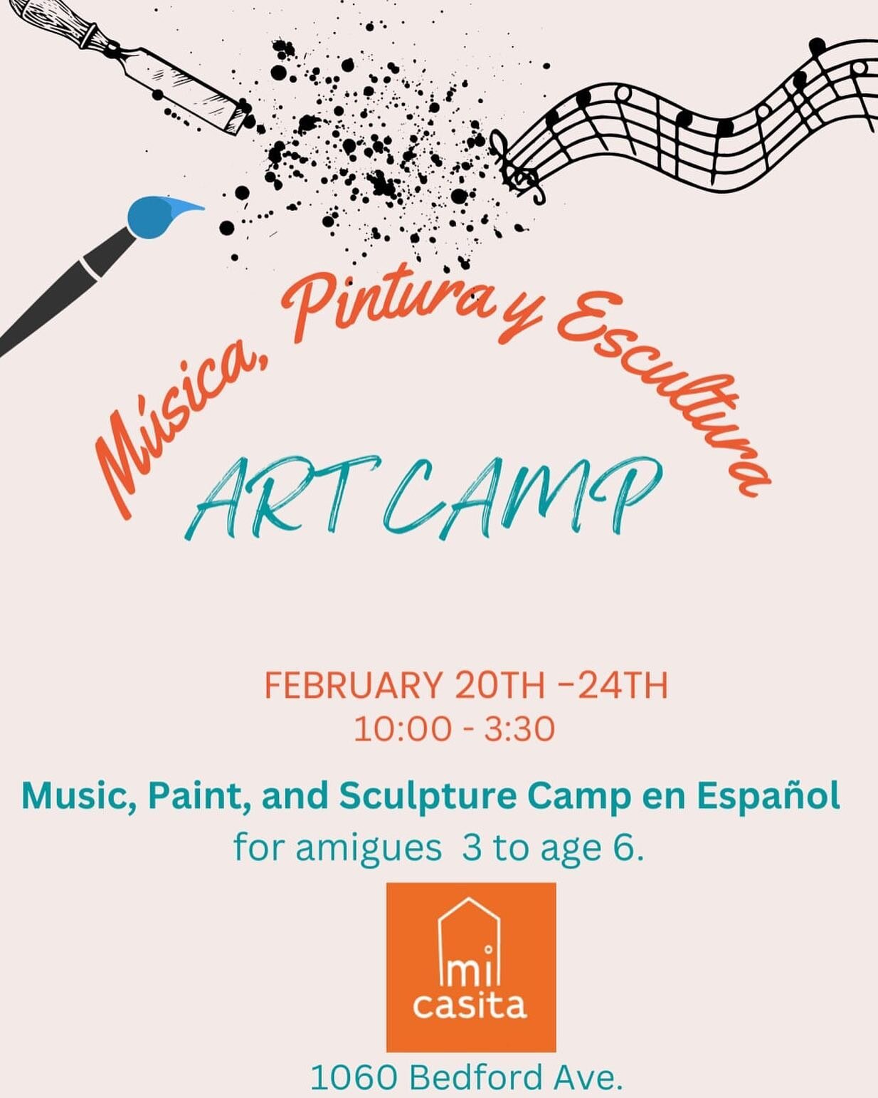 Do you have plans for mid-winter break? 
There&rsquo;s still space in our mid-winter camp next week!

Mi Casita&rsquo;s Mid Winter camp will focus on the beauty of music, painting, and sculpture. An immersive week with hands on arts practices and of 