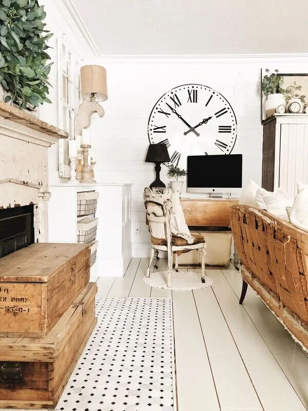 Farmhouse Living Room Office Corner