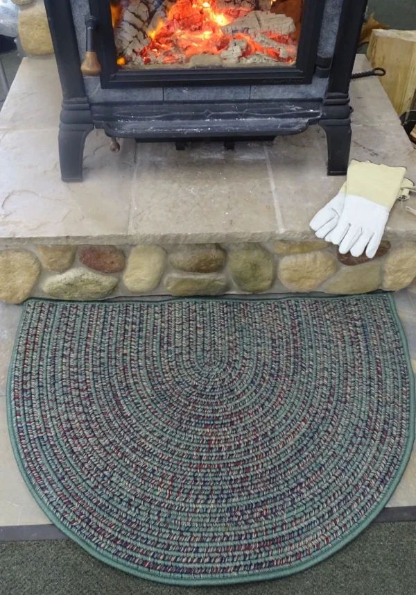 Tweed Braided Hearth Rug - Green