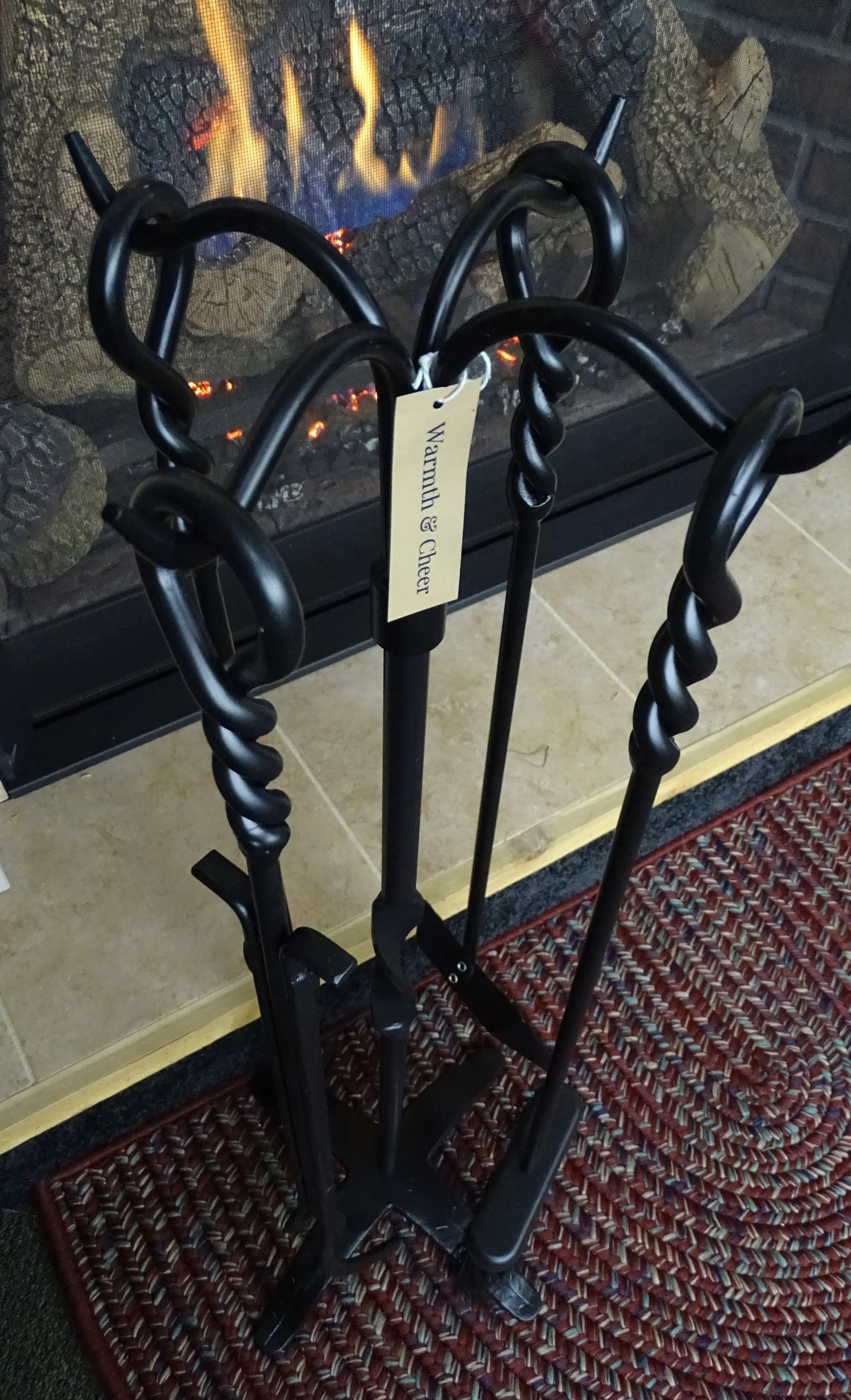 Black Twist Wrought Iron Fireset- 5 piece