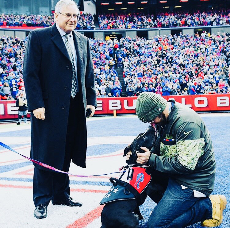 Retired Marine Receives Service Dog at Bills Game