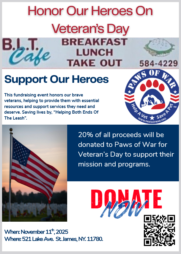 Veteran's Day: B.L.T Cafe - St James, NY