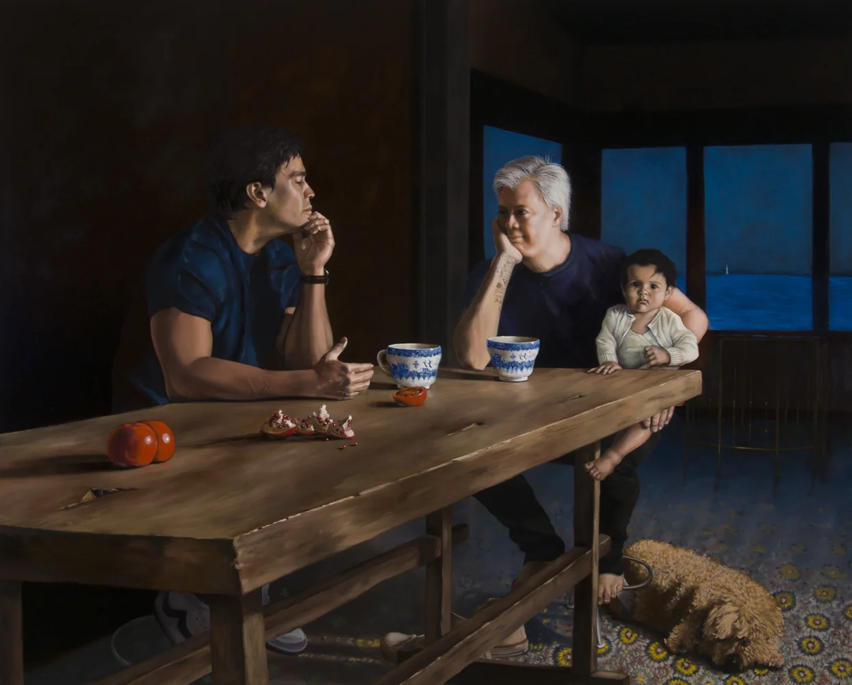  portrait of r, v and a. oil on panel 