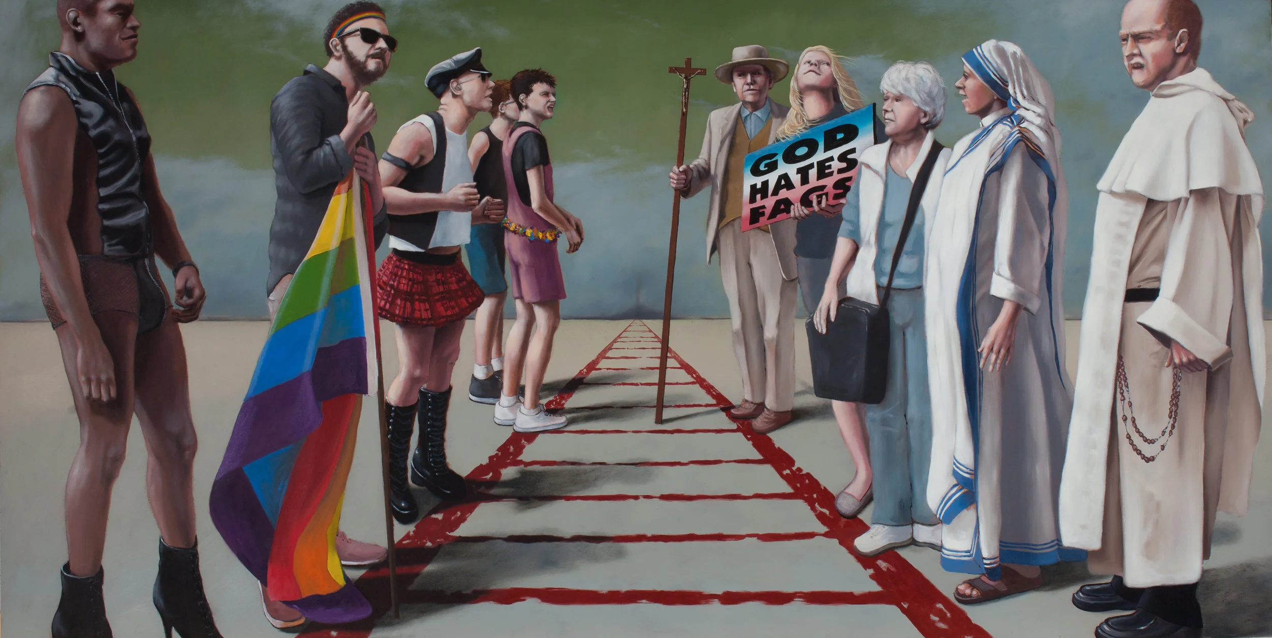  crossing the great divide. oil on wooden panel 