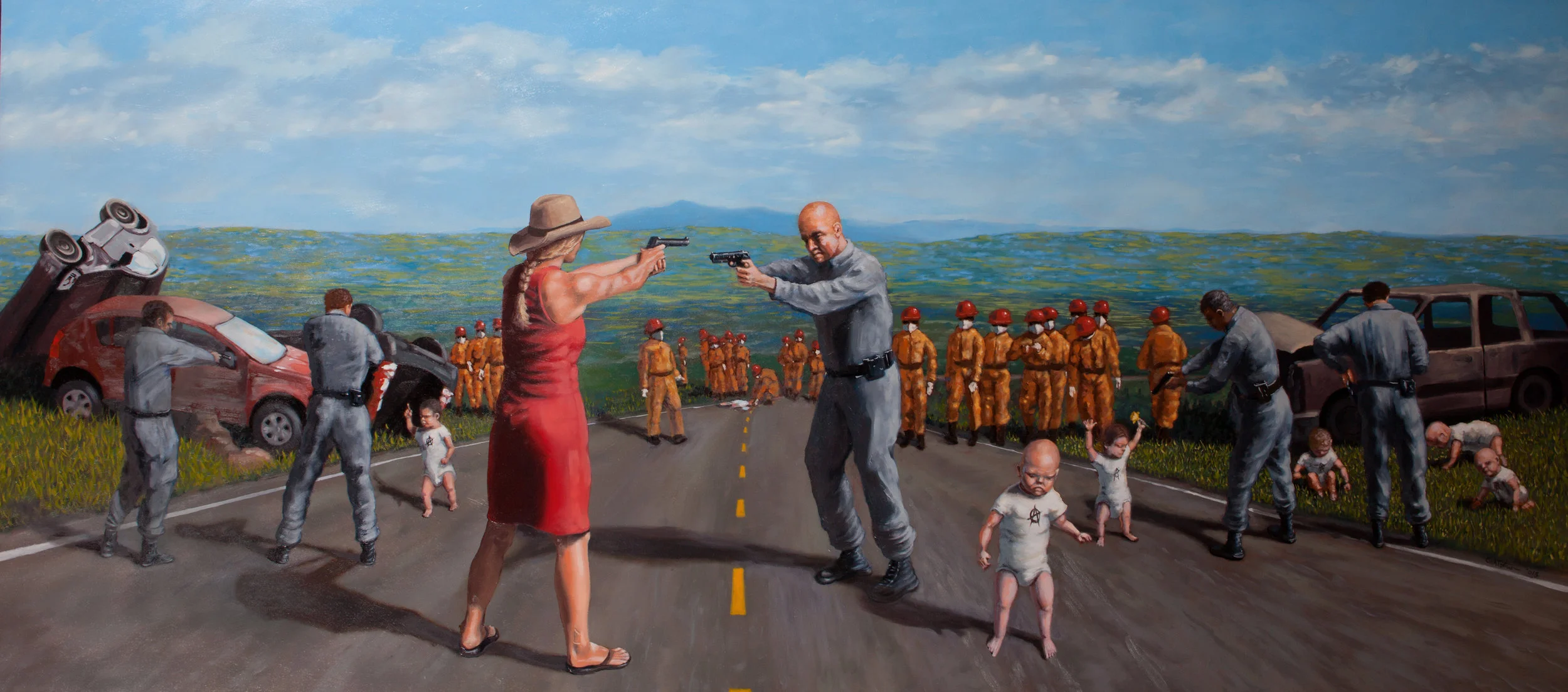  the chaotic event unfolds, part 2. oil on panel 