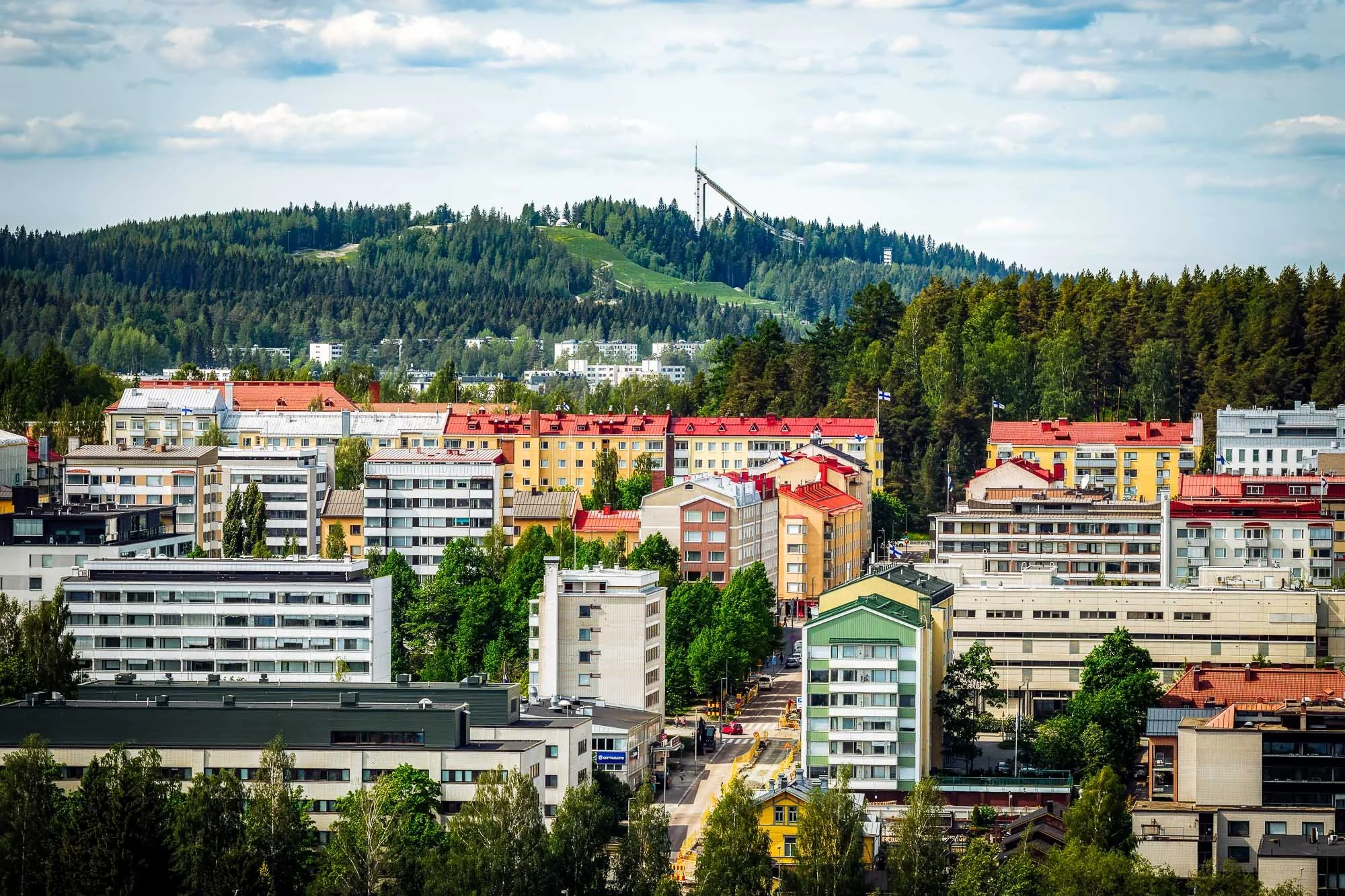 Valokuvaaja Mika Nuorvan ottama Dronekuva Jyväskylän keskustasta