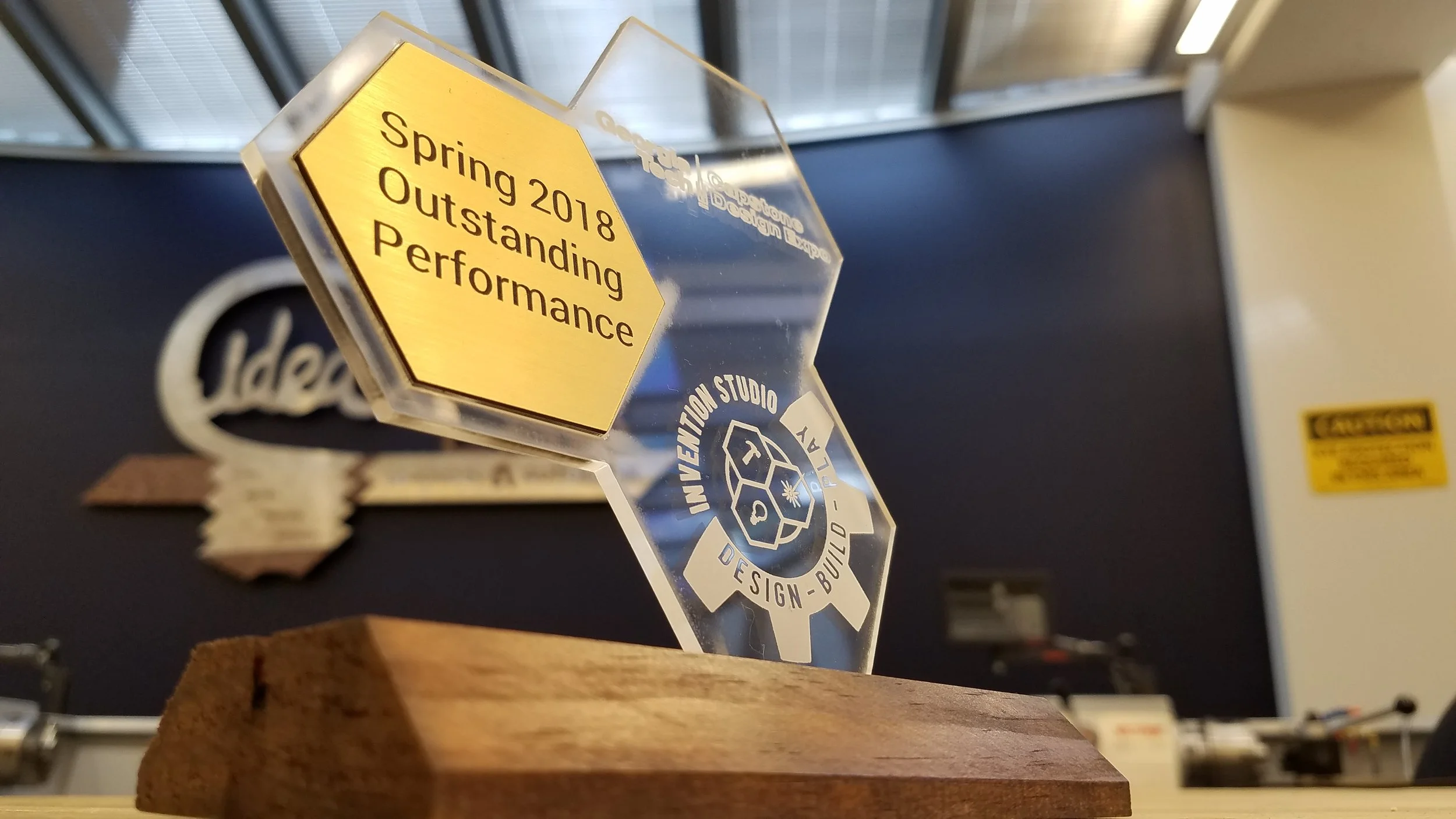 The finished 2018 version of the trophies, revised off of the 2017 design.