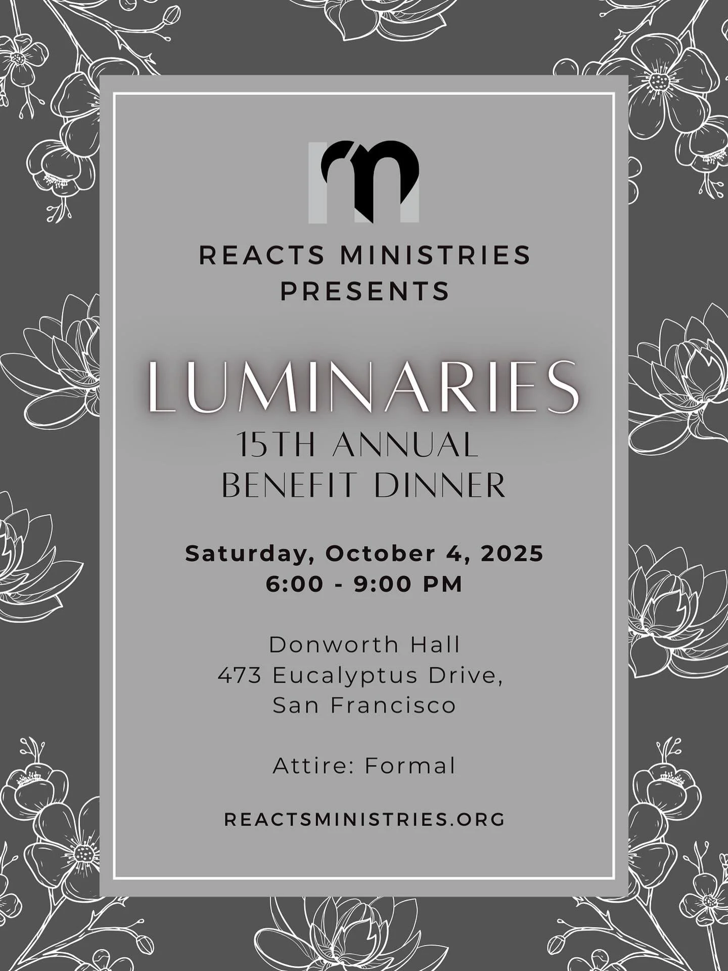 Reminder!!! Our 15th annual REACTS Ministries Benefit Dinner will be on October 4, 2025!  And the good news is we are extending early bird pricing to 9/14!!! Get your tickets now!  Link in bio!