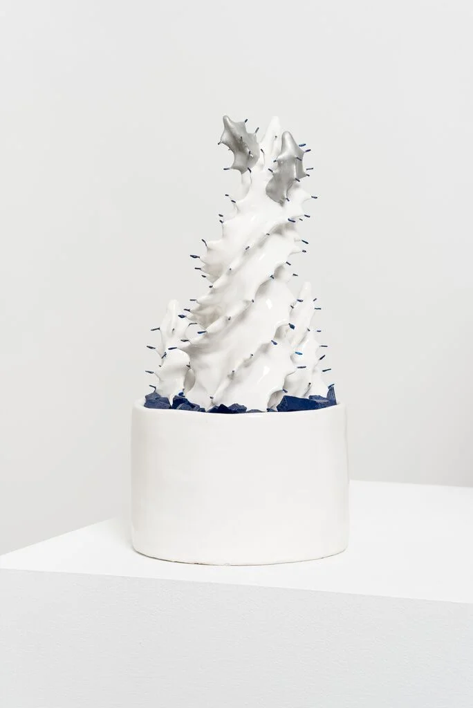 Elana Bowsher, Untitled, 2017, Stoneware, glaze, wire, enamel, 15 x 7.5 x 7.5 in