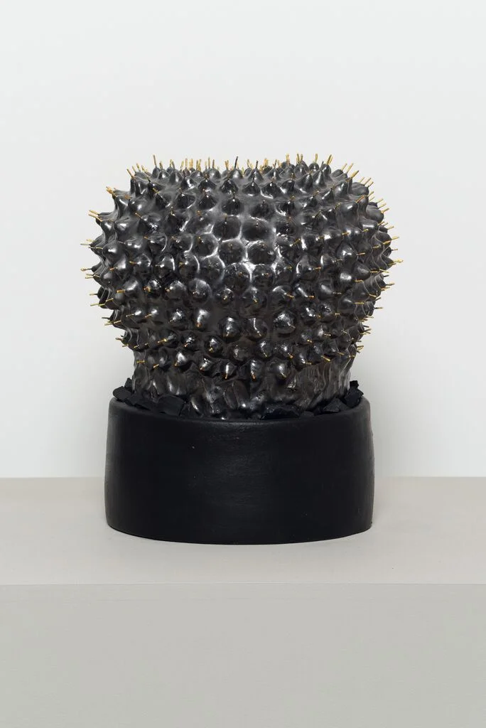 Elana Bowsher, Untitled , 2017, Stoneware, glaze, wire, enamel, 12 x 10 x 10 in