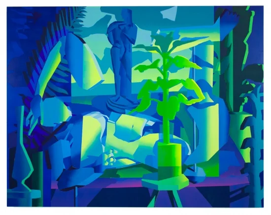 Jonathan Chapline, Virtual Character on a Hyperreal Surface , 2016, Acrylic on panel, 47 x 60 in / 119 x 152 cm