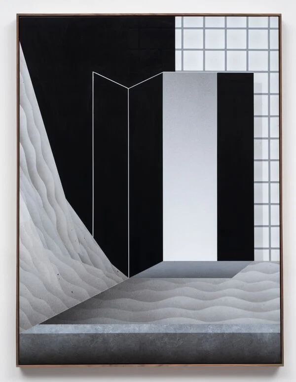 Brian Robertson, Off Center In The Wheel, 2016, Acrylic on panel, walnut artist's frame, 60.75 x 55.75 in / 154 x 142 cm