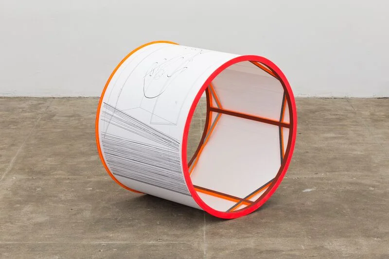 Orr Herz, Sleep Handlers I, 2015, Digital print, MDF, vinyl paint, 28 x 28 x 22 in / 71 x 71 x 56 cm