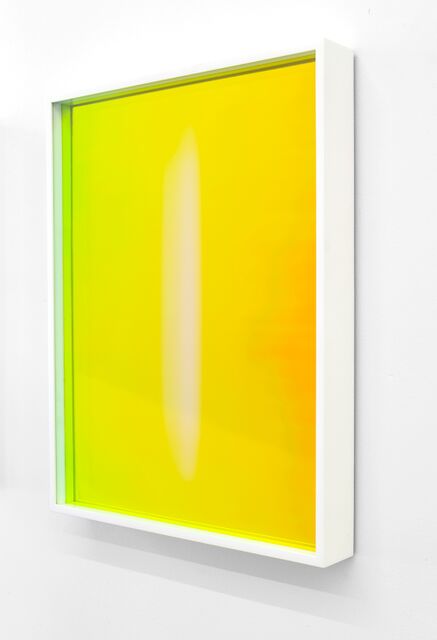 Aaron Farley, Vertical Ghost, 2015, Monochrome print with treated plexiglass, aluminum frame, 11 x 14 in