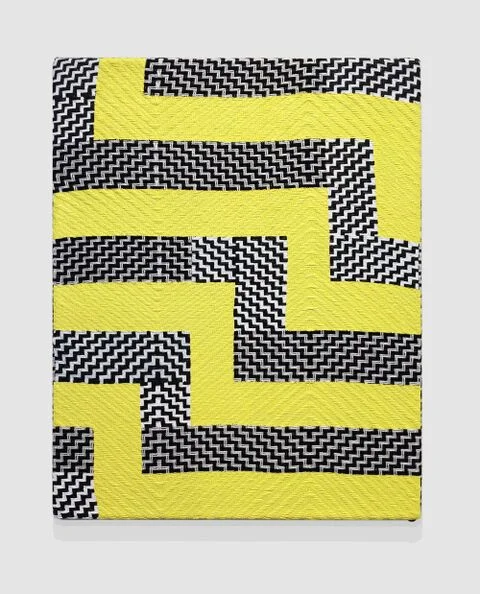 Samantha Bittman, Untitled, 2015, Acrylic on hand-woven textile, 20 x 16 in