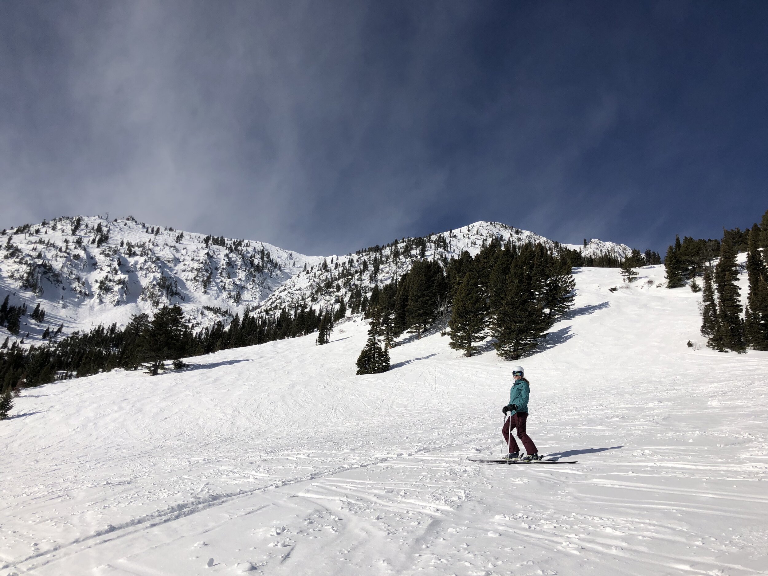 Proper social distancing at Bridger Bowl on a bluebird day. Our snowpack is at 115%….. and it is snowing right now!