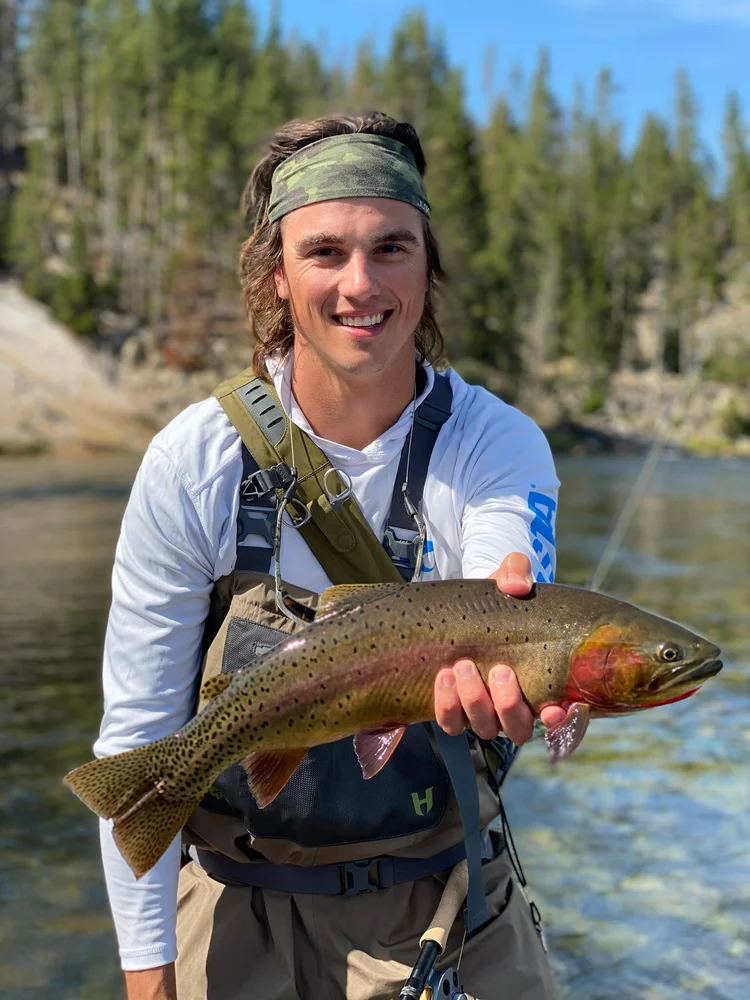 Solo angler fly fishing on the Yellowstone River