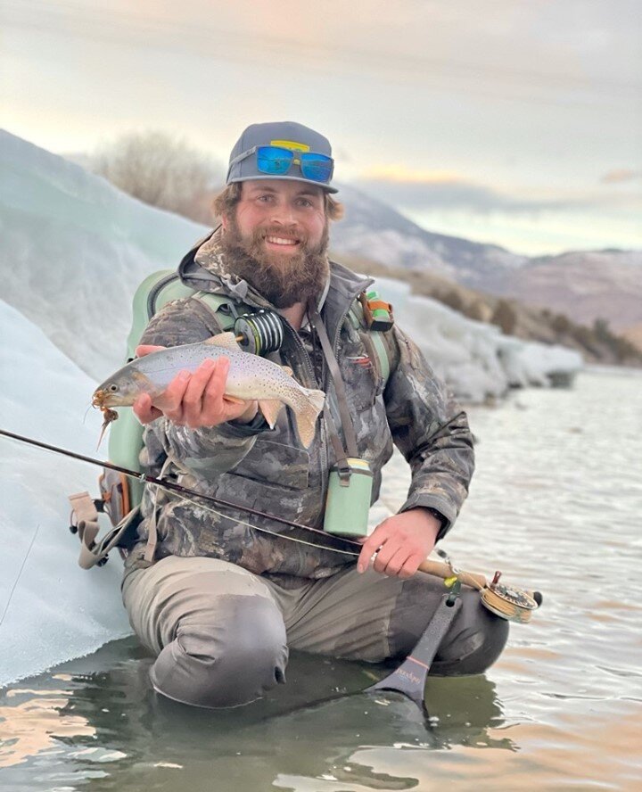 @225fishn is getting after it! Nice Cutty on a streamer. We are pumped to celebrate with you and @lauraacatherinee in June!⁠
⁠
⁠
⁠
YellowstoneRiverOutfitters.com⁠
⁠
#YRO #getemhookedyoung #yellowstone #kidswhofish  #flyfishing #simmsfishing  #dries #