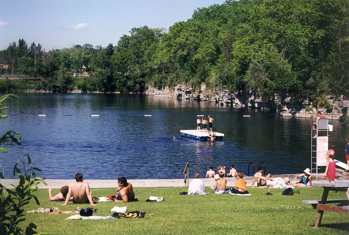 Lunch: The famous Swimming Quarry is Canada's largest outdoor freshwater swimming pool! It started out as a limestone quarry. Between 1930 and 1935, the quarry filled with water and was used as a popular swimming spot by the locals. In 1945, the town bought it and the adjoining Thames Quarry along with 50 acres of surrounding land for $2,200. 