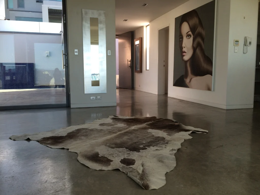 Innovative and artsy hallway with beautiful portraits on the wall
