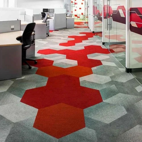 Bold carpet tiles can also act as a great way finding technique.