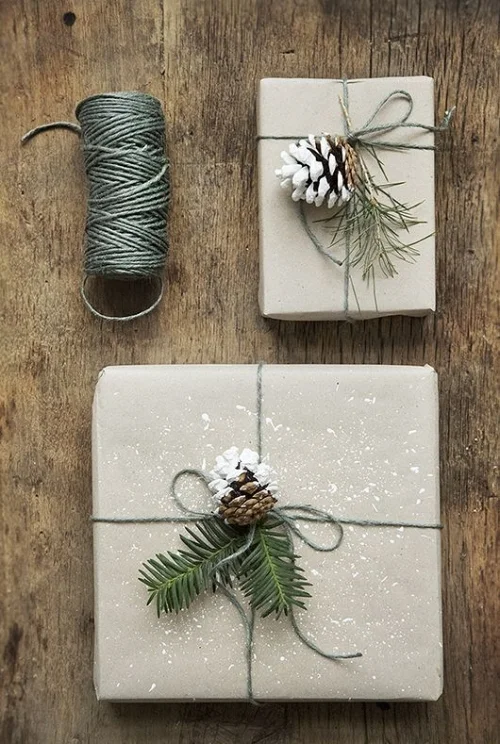 Pinecone present wrapping