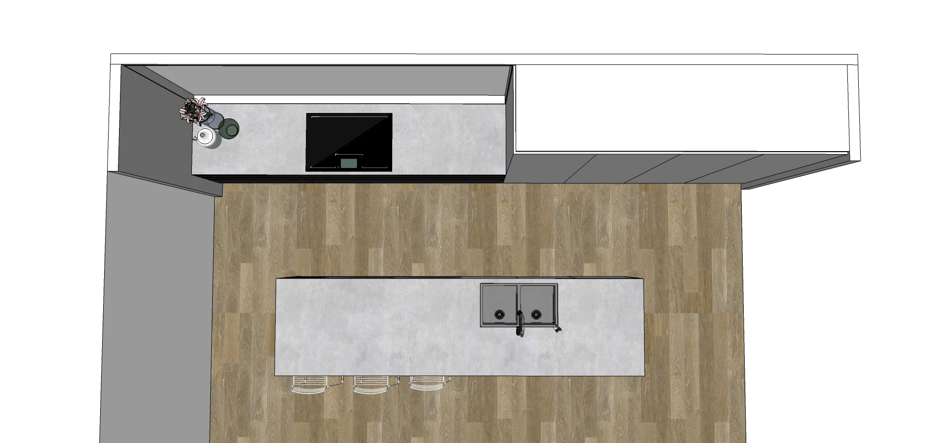 Bird eye view of kitchen