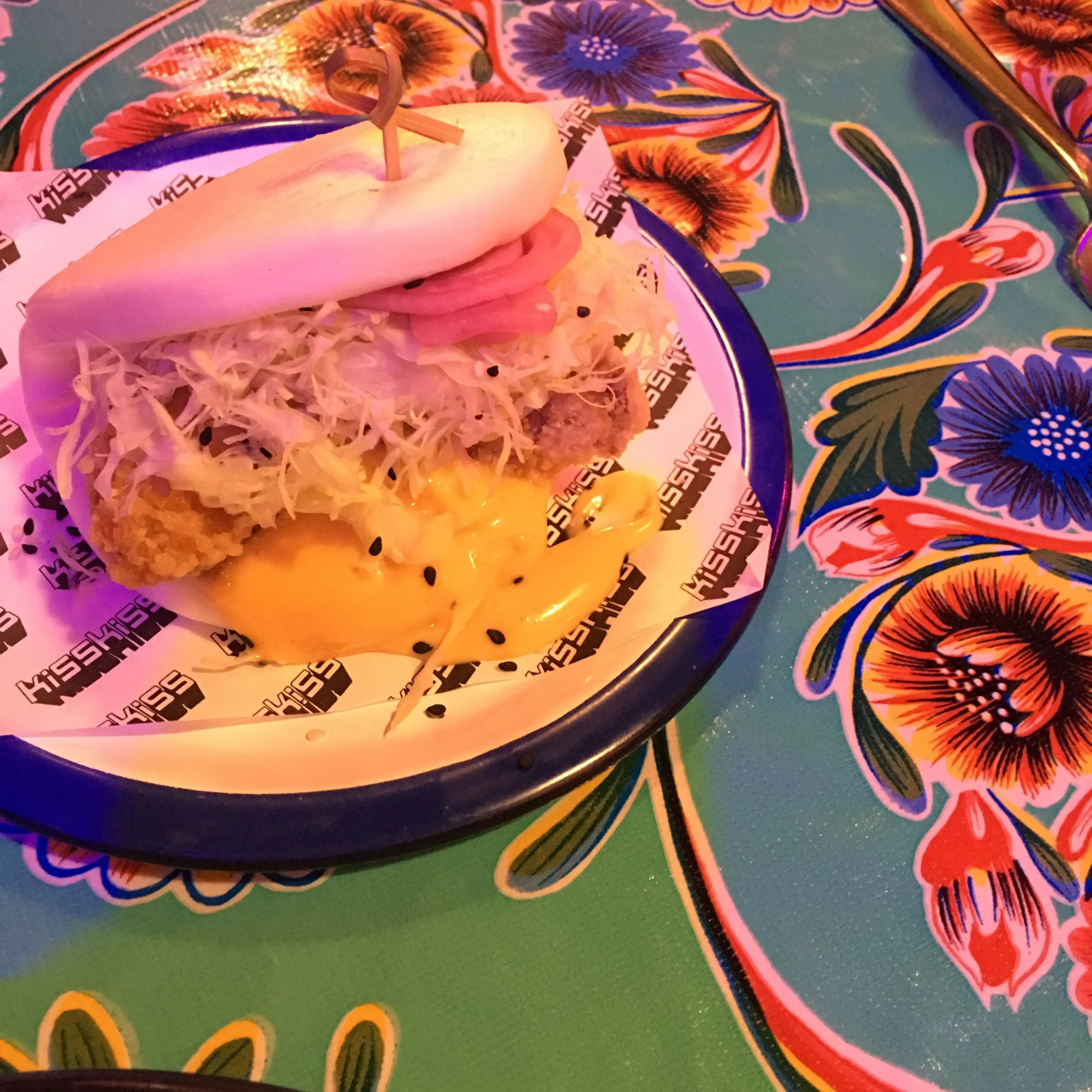 Free-range lemongrass fried chicken bun.