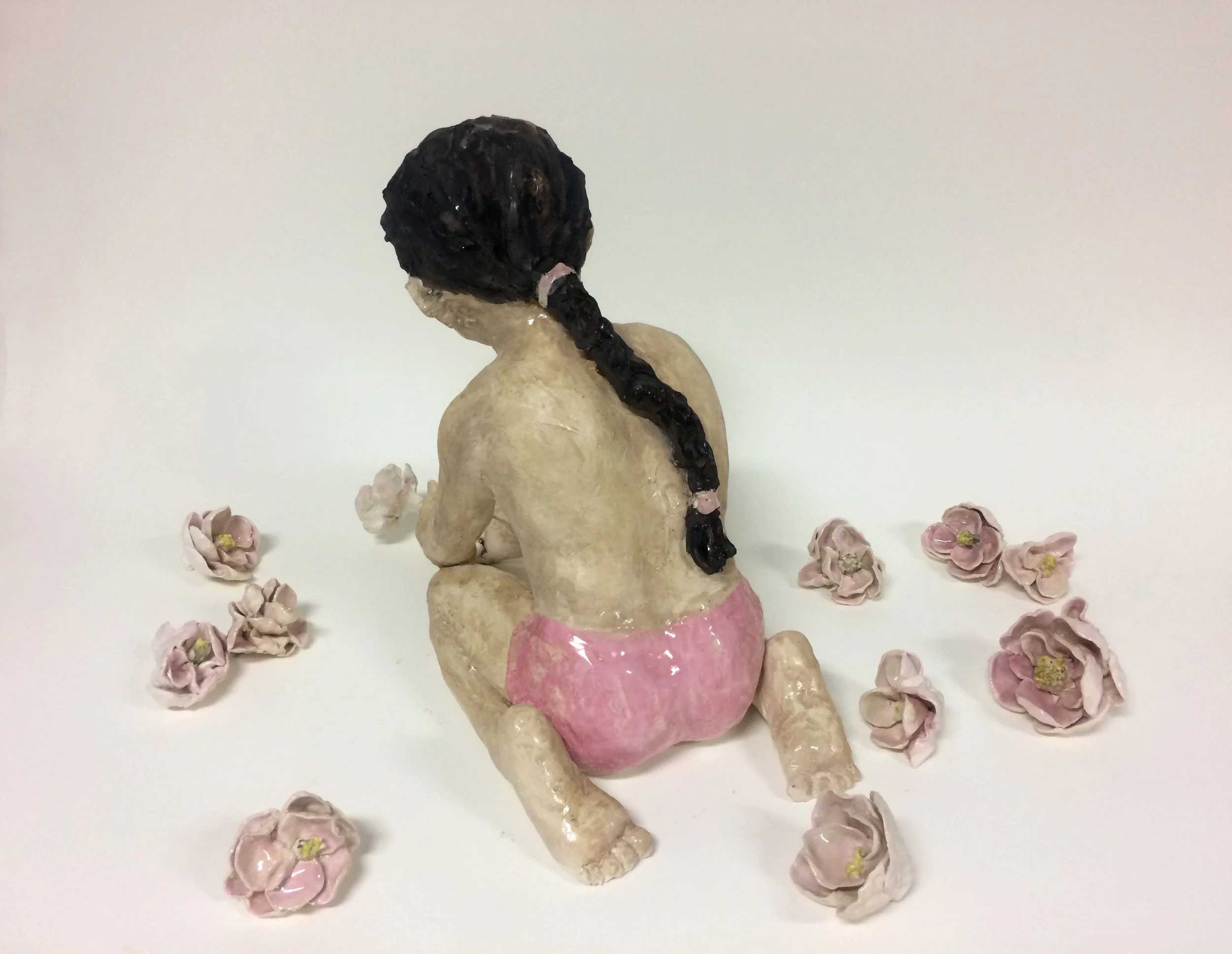 Girl with Braids , 2017, glazed ceramics, 17 x 11 x 11 inches