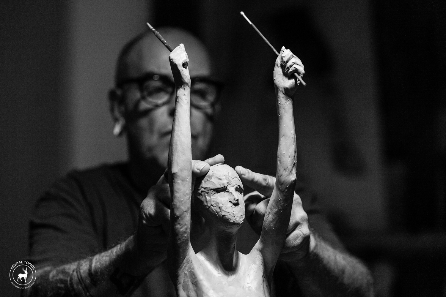 Uri Katzenstein Working on Sculpture