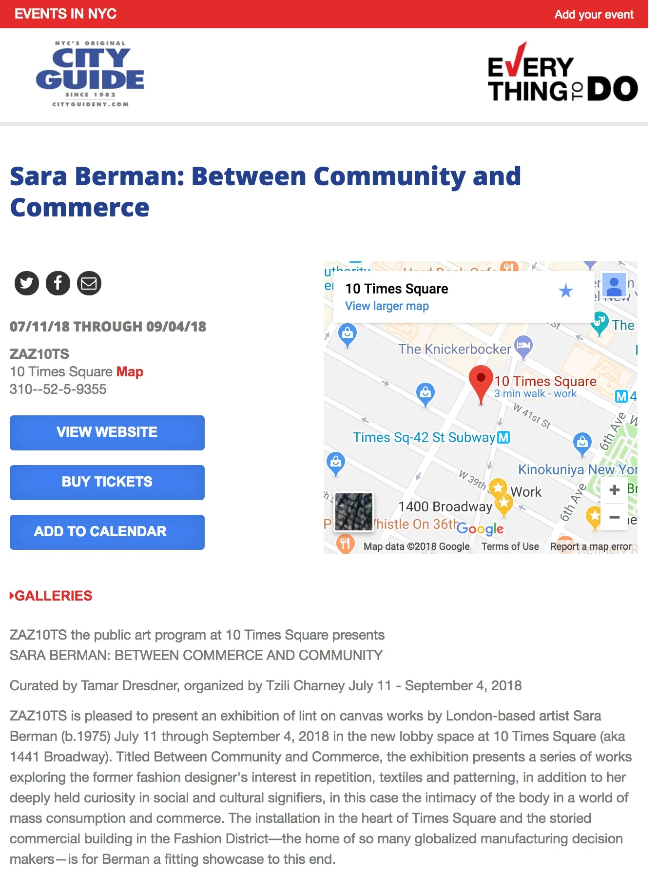 CITY GUIDE Sara Berman: Between Community and Commerce (July 11, 2018)