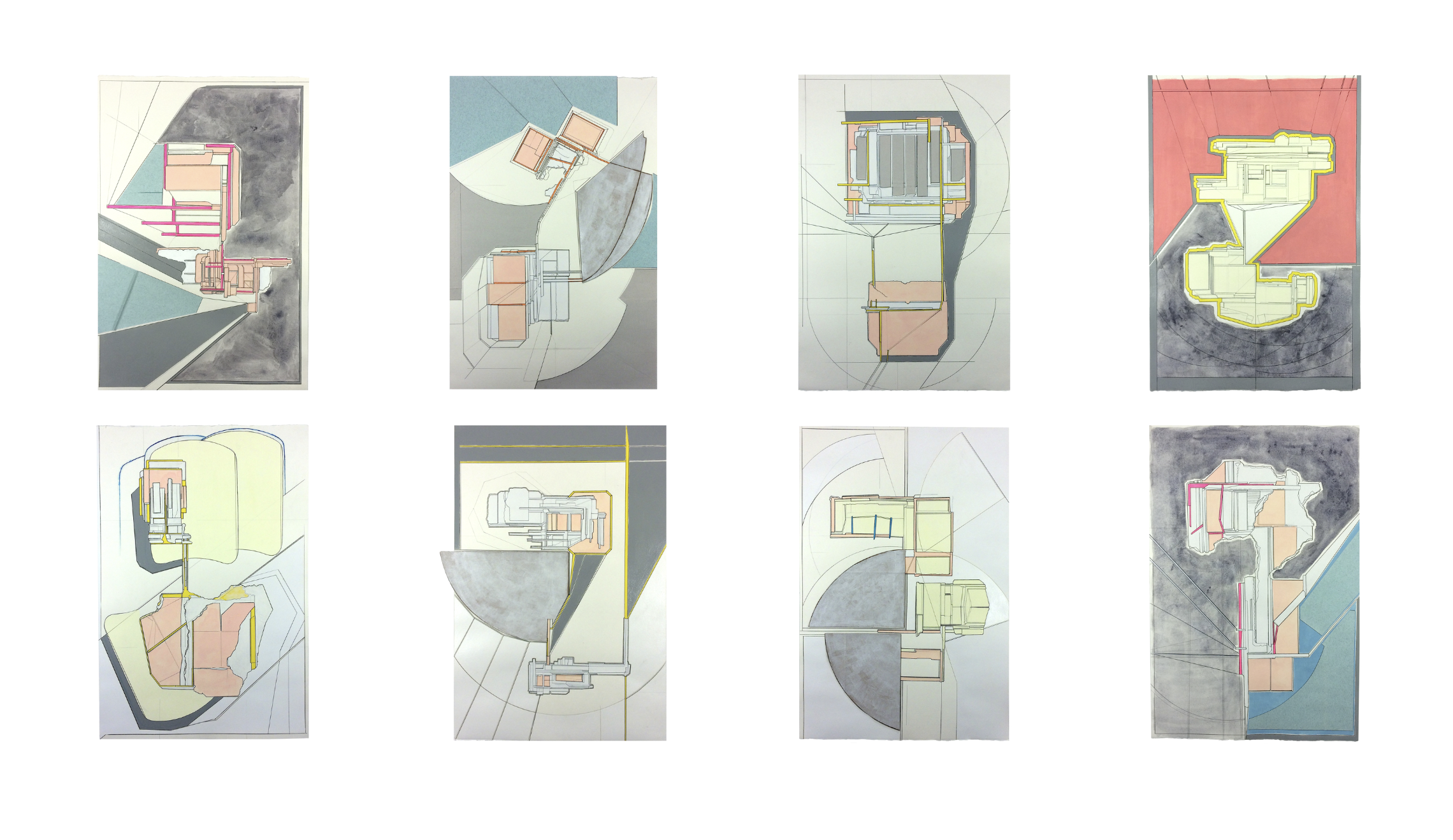 Plans From Other Places, 2015  mixed media drawings