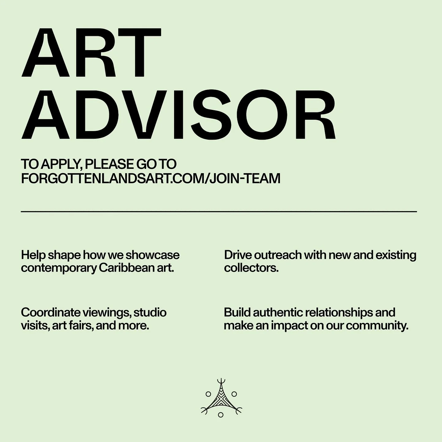 🤩 We&rsquo;re hiring our first Art Advisor! If you&rsquo;re subscribed to our newsletter you probably heard the news already but this will be a pivotal role for FORGOTTEN LANDS as we expand into art fairs, exhibitions, and other ways to support our 