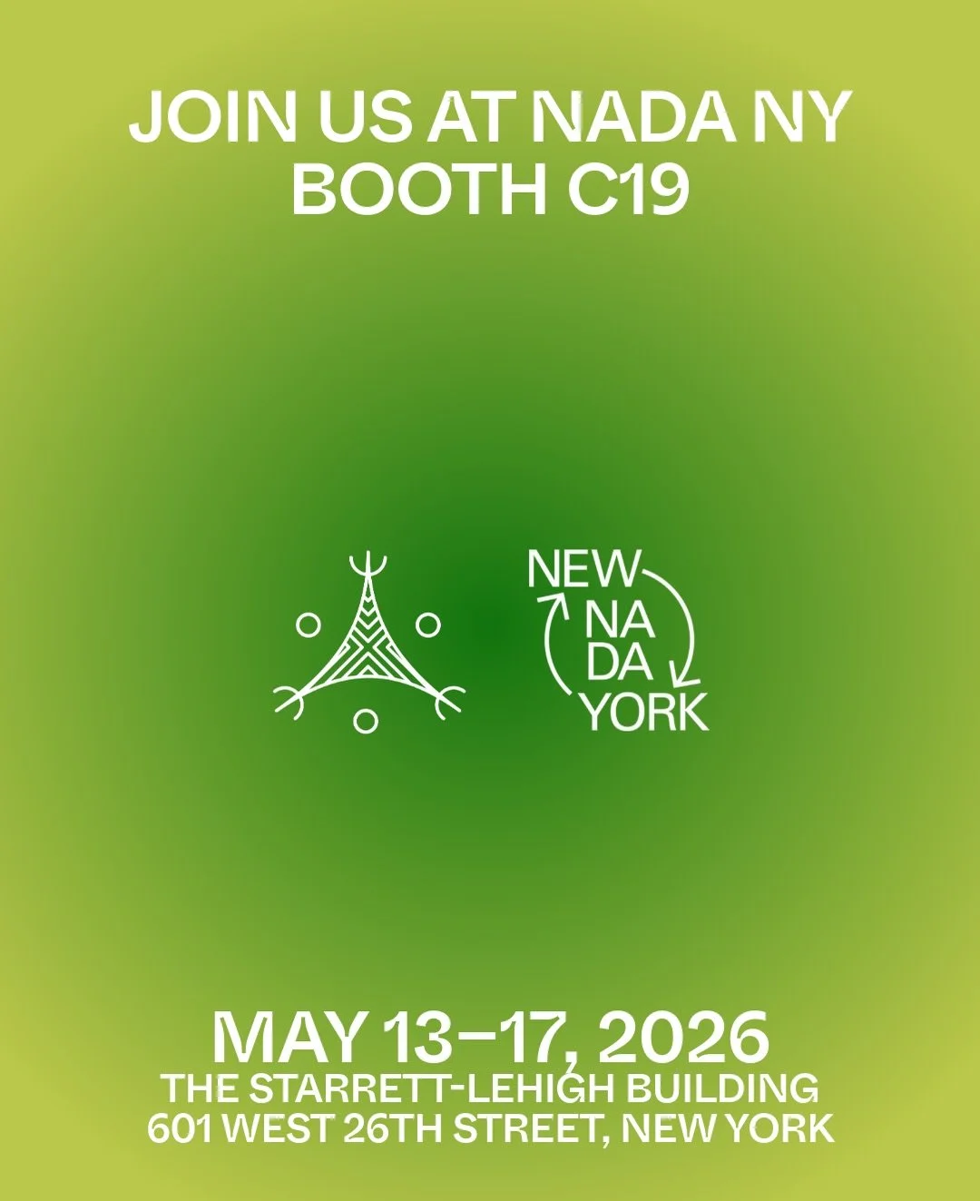 We&rsquo;re excited to announce our NADA New York presentation featuring a selection of works Andrae Green (@andraegreenstudios 🇯🇲) and Cyle Warner (@cylewarner 🇰🇳🇹🇹)!Join us May 13-17 at Booth C19 in the Galleries section.

Marking our fair de