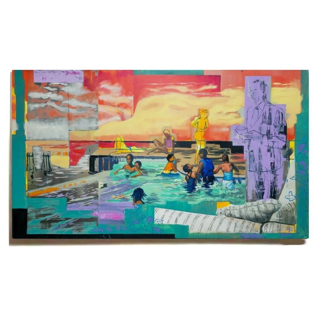 Andrae Green&rsquo;s (@andraegreenstudios) &lsquo;The Deal Behind Sunset&rsquo; is now available on our website along with a few other works from our NADA presentation. 

The Deal Behind Sunset, 2025
Oil acrylic and aluminum on canvas
48 x 84 in

Lin