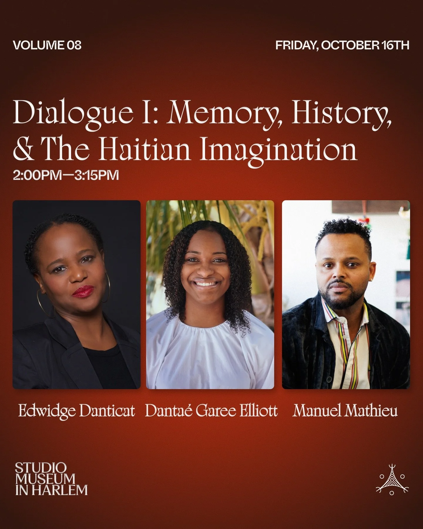 Volume 08, &ldquo;Crossing the Horizon,&rdquo; comes to life at the Studio Museum in Harlem (@studiomuseum) next Friday, October 16!

A day-long Studio Salon of dialogue, sound, and performance. ✨

🗣️ Dialogue I: Memory, History, &amp; the Haitian I
