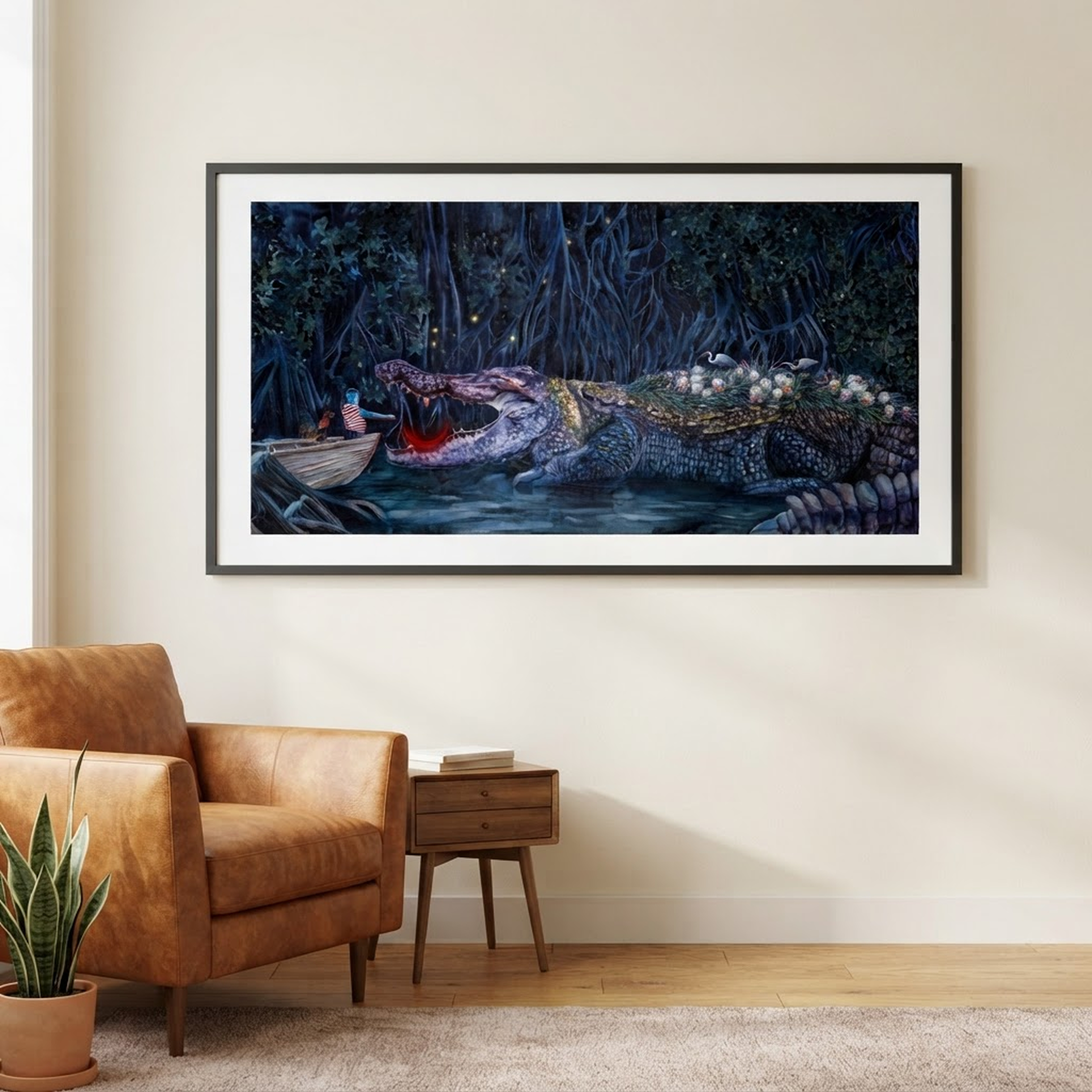 Crocodile artwork — framed on wall.png