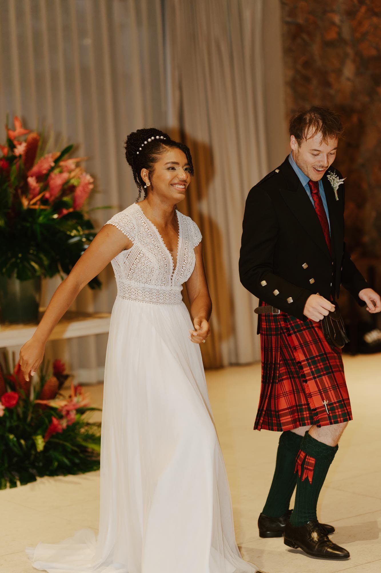 bride and groom entering reception wedding punta cana chez bisutti