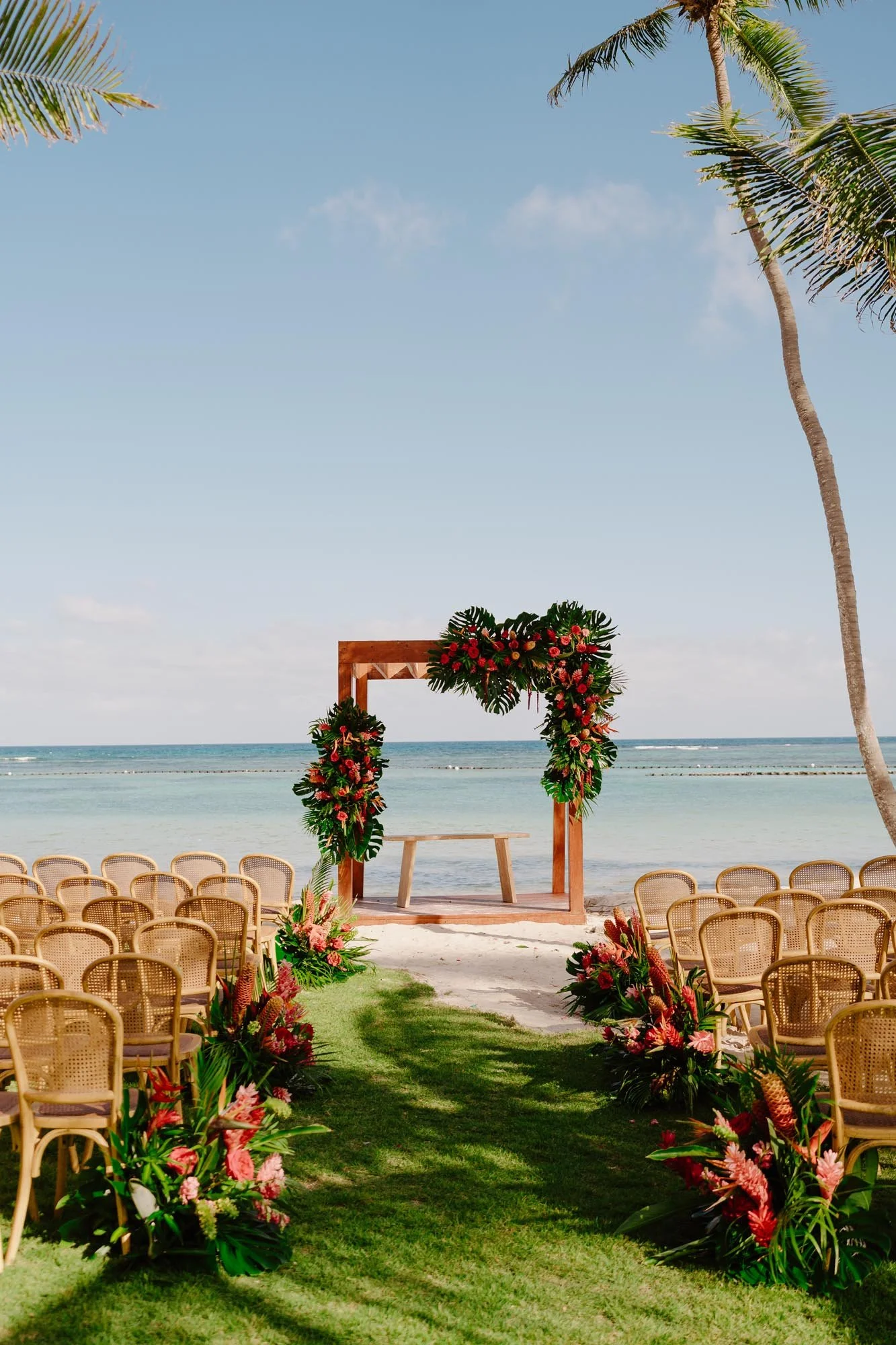 Punta Cana Chez Bisutti WEdding Punta Cana Ceremony wedding setting aisle