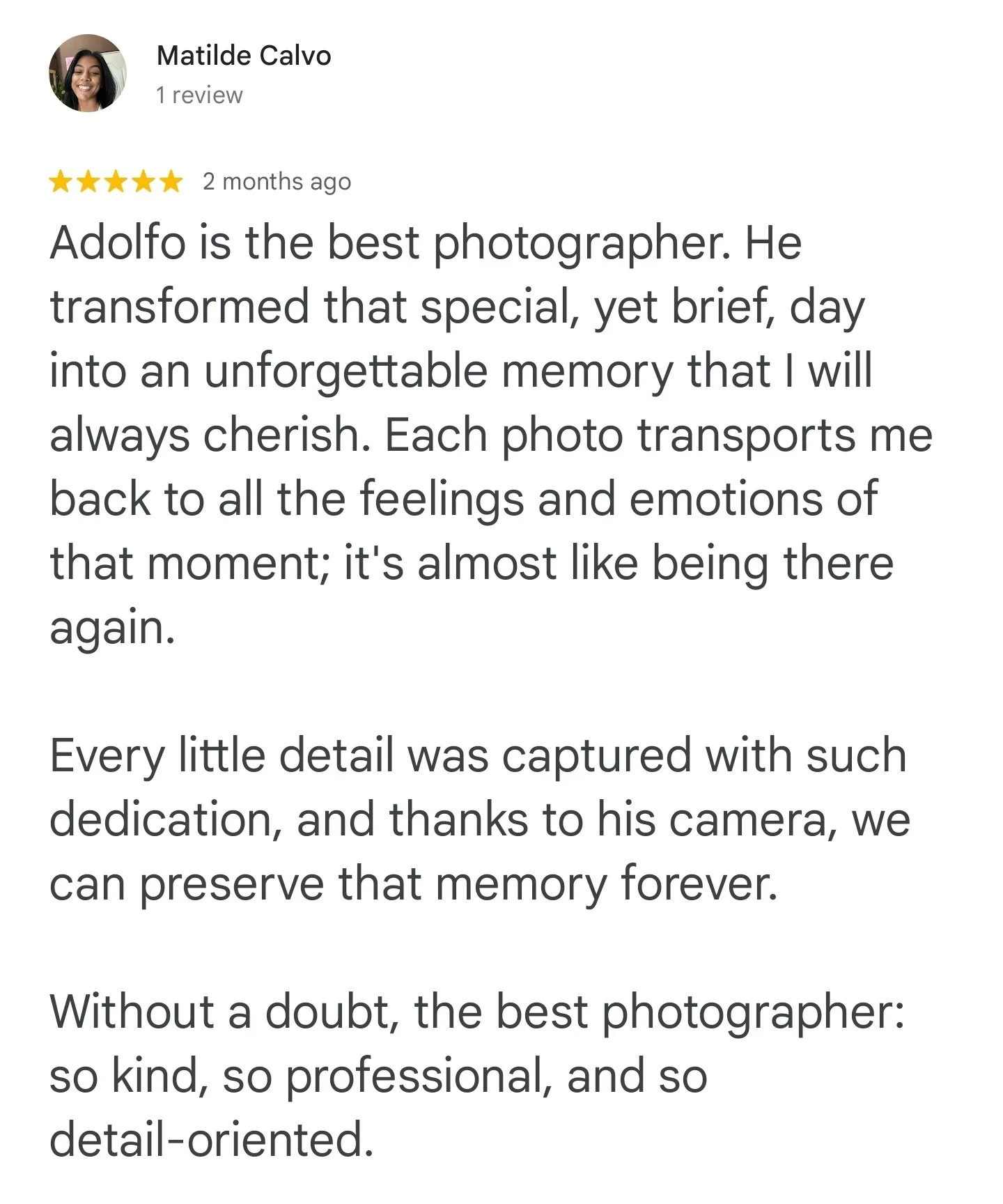 A review of the photographer from the couple