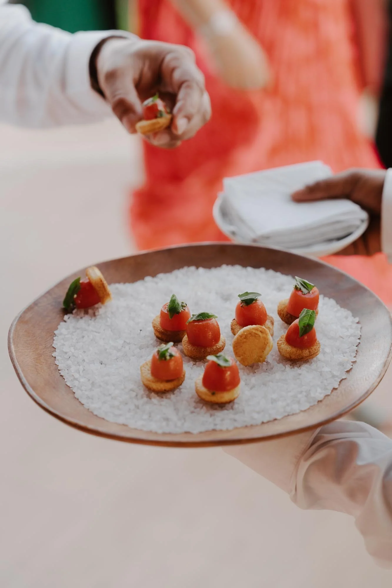 cocktail hour snacks in wedding in chez bisutti punta cana wedding dominican republic