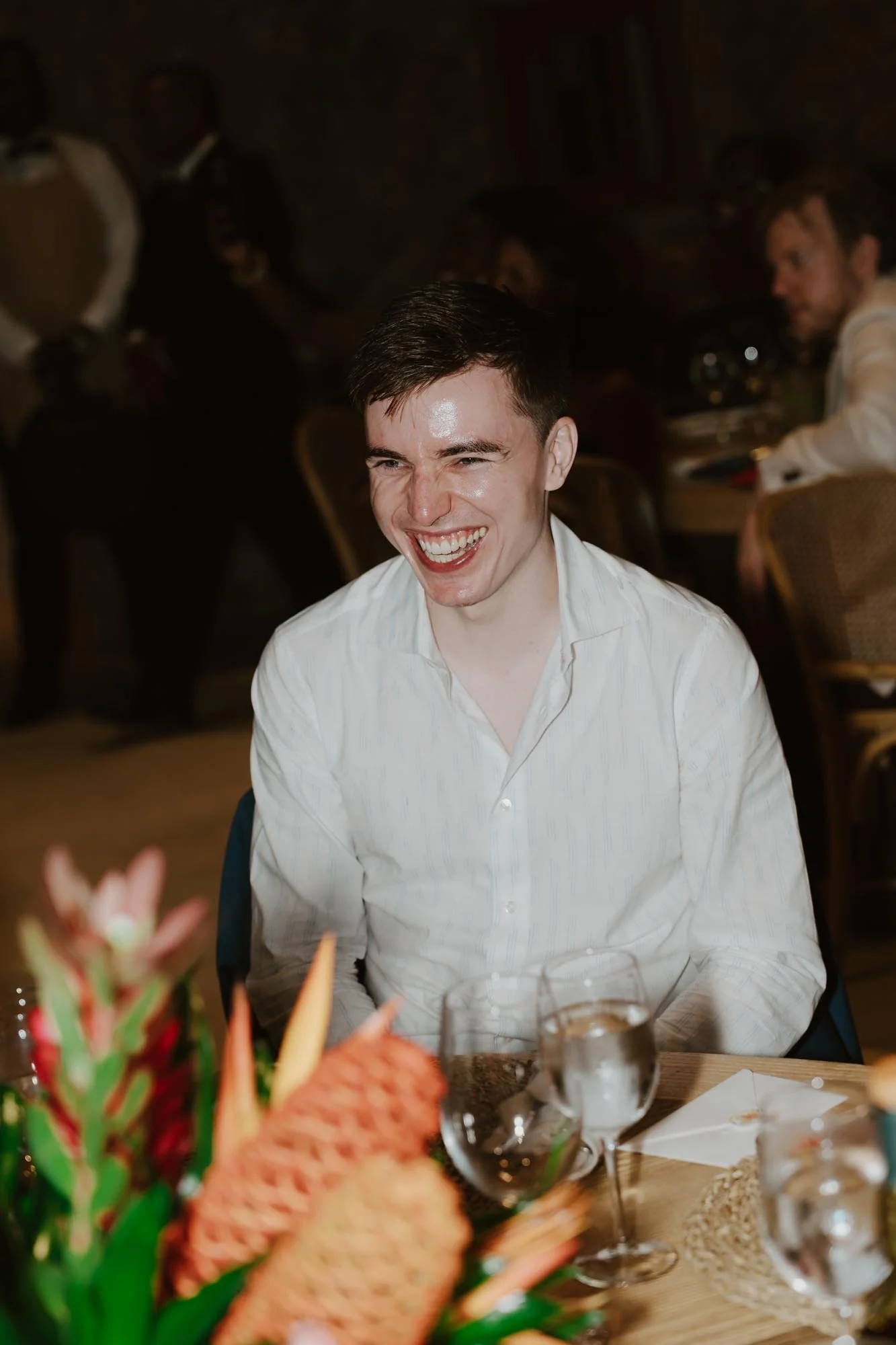 guests smiling wedding reception chez bisutti punta cana wedding dominican republic