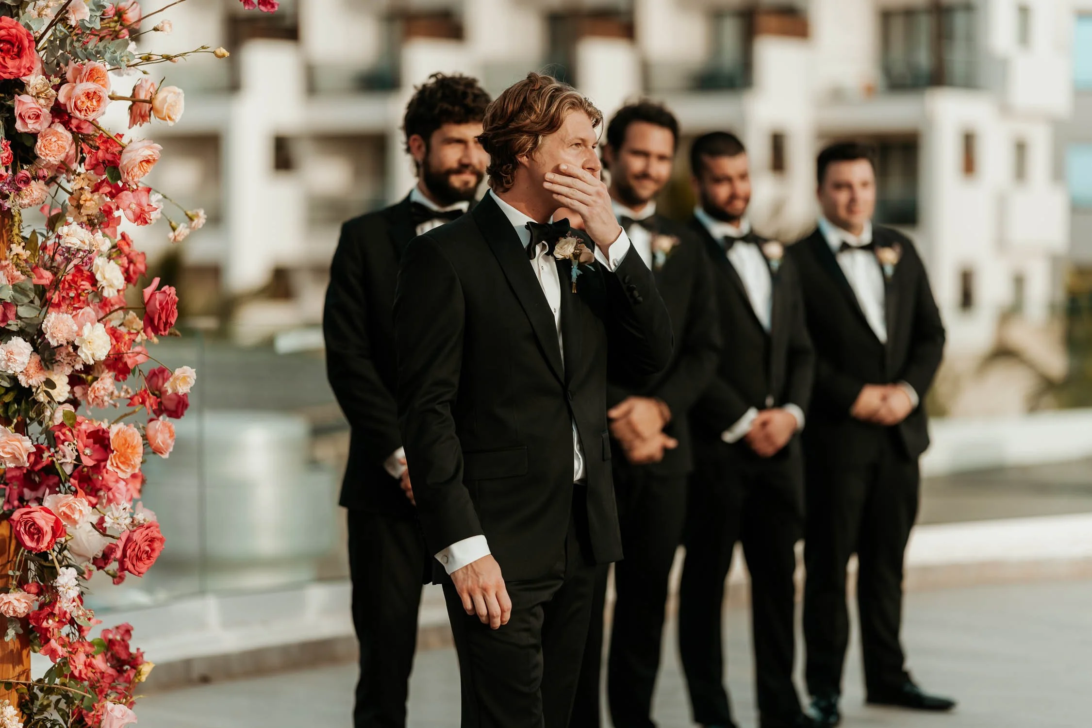 groom reacting emotional in ceremony