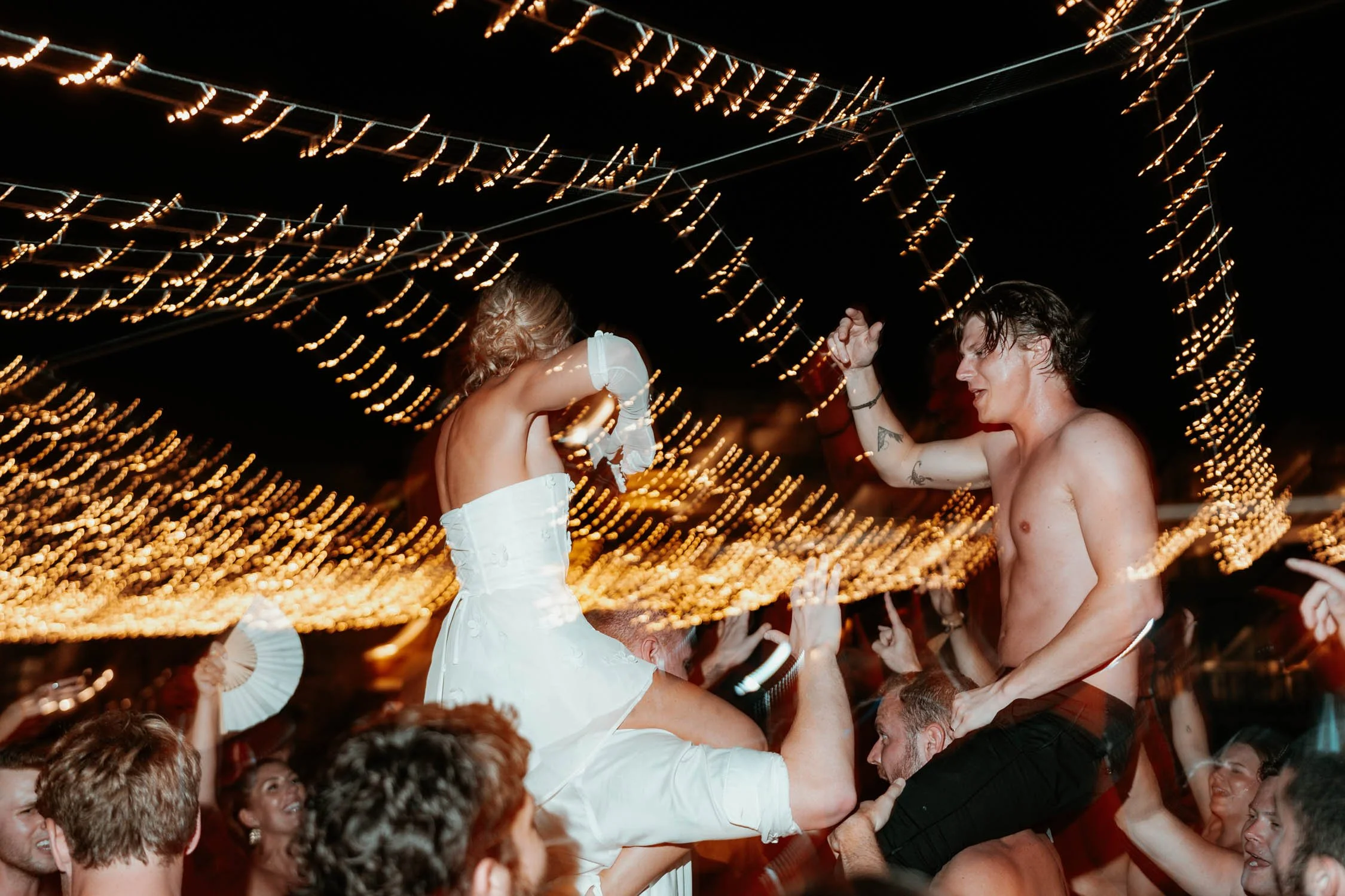 bride and groom partying hard