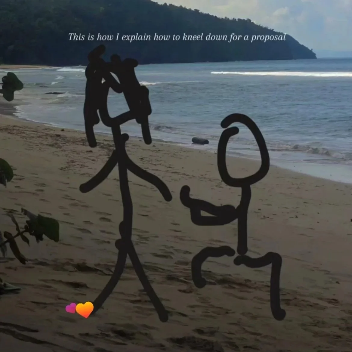Photographer comic sketch on how to kneel down and propose