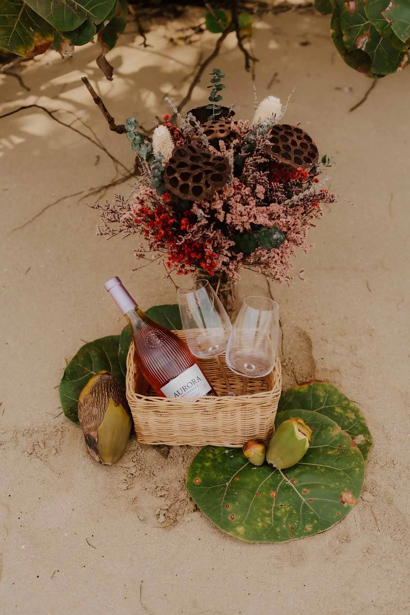 Engagement proposal setup in the beach