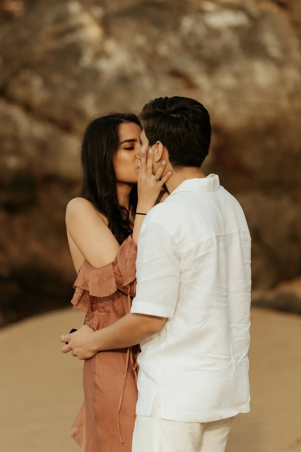 Emotional reaction during a surprise proposal in the Dominican Republic